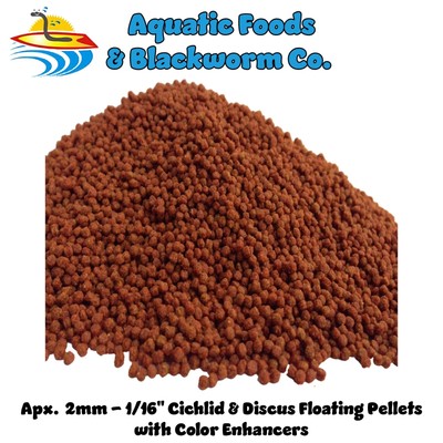 25-lbs  2mm  Cichlid, Discus Floating Pellets with Intense Color Enhancers