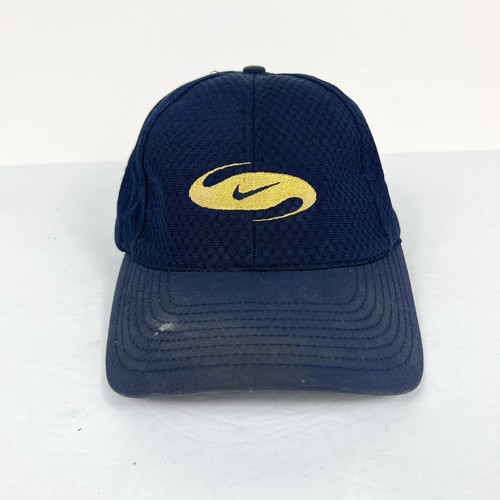 Vintage Nike 90's Blue Gold Hat Cap Black Tag Swoosh