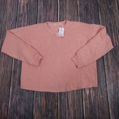 Marine Layer NEW NWT Womens Small Pink Shiloh Crop Sweatshirt Crewneck