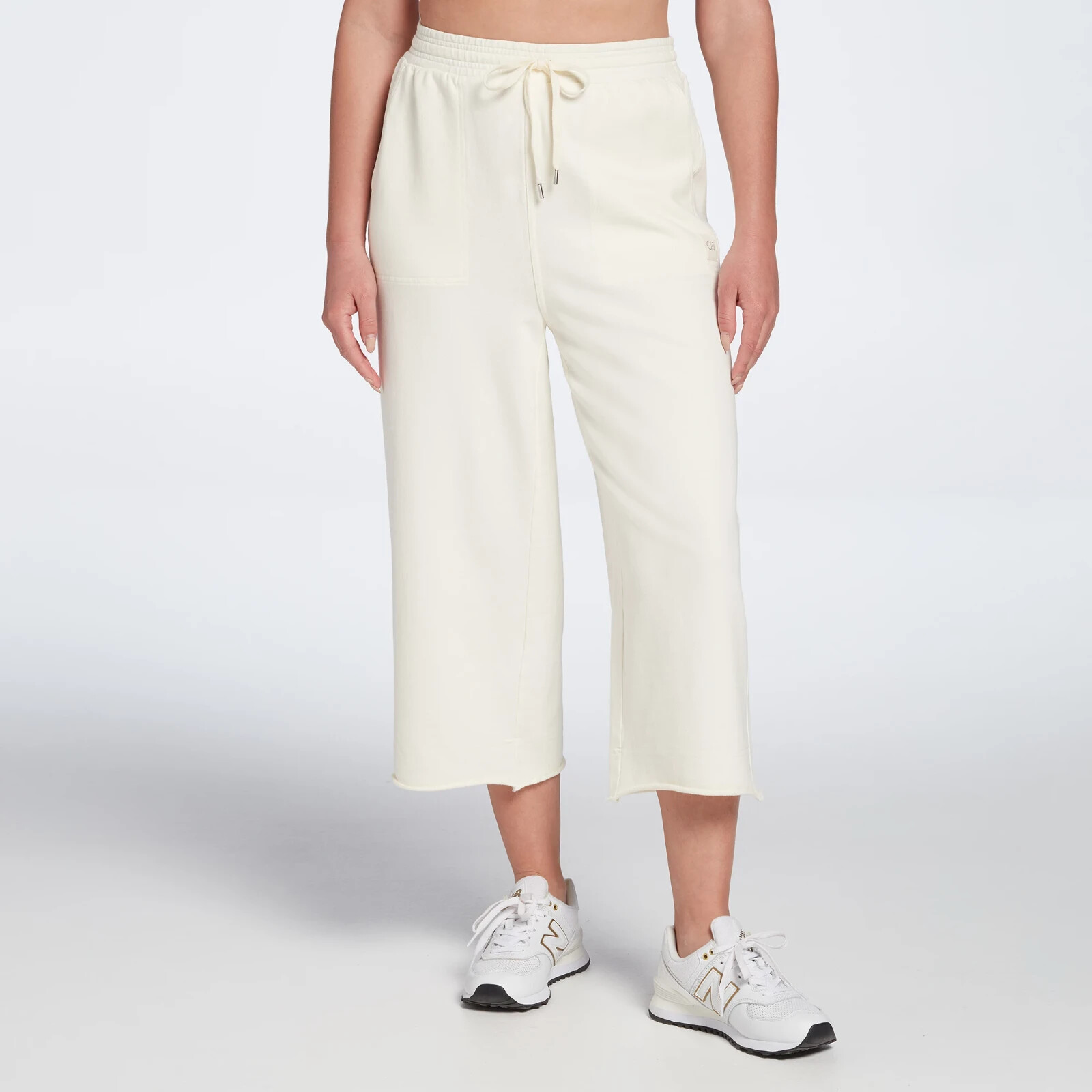 ◆as if calie◆ CALIE HEART PANTS WHITEMELANGE CA25APT002WMF CALIA - SIZE: XXS - White High-Rise Journey Wide Leg Crop