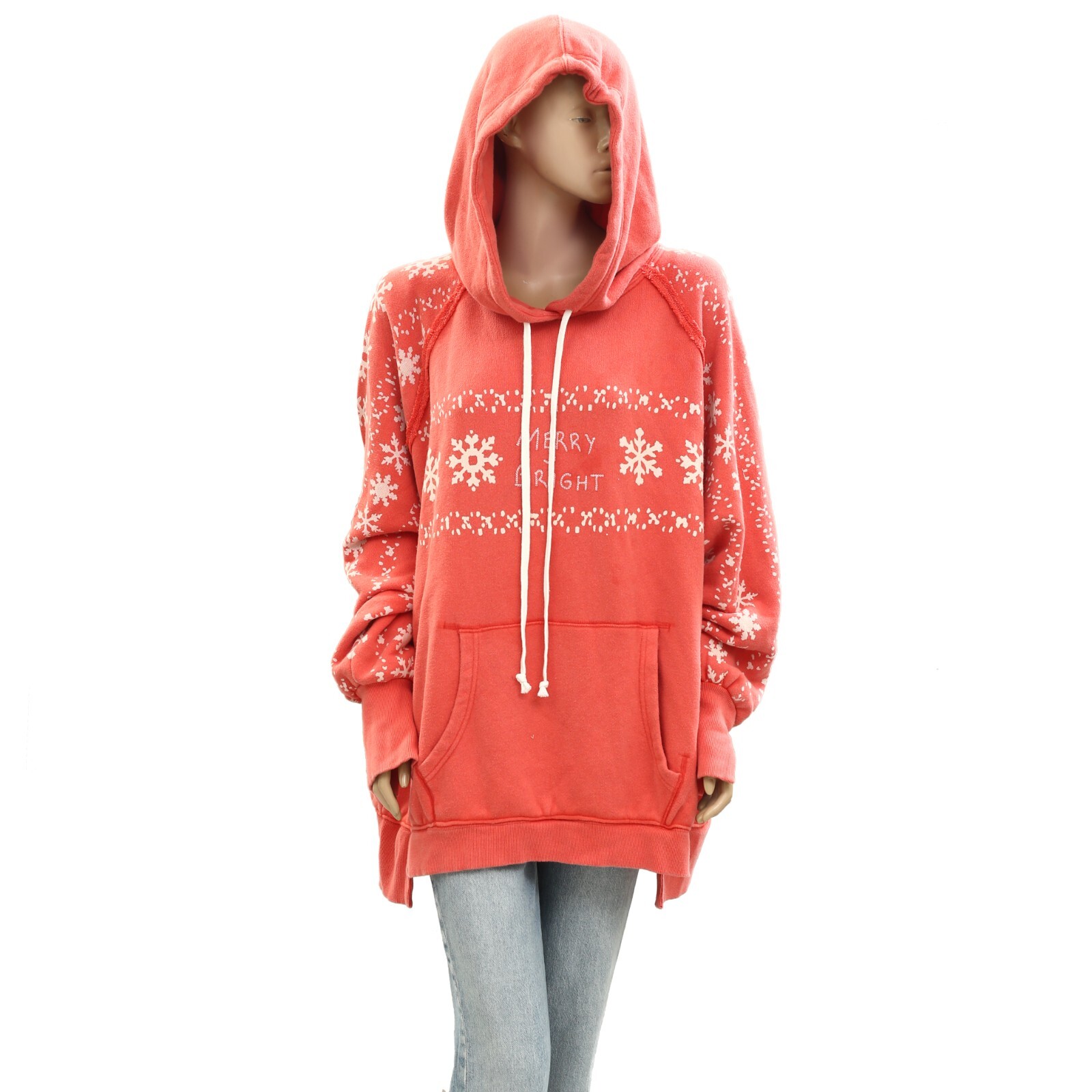 Free People Keepsake Hoodie Sweatshirt Top Ribbed Oversized