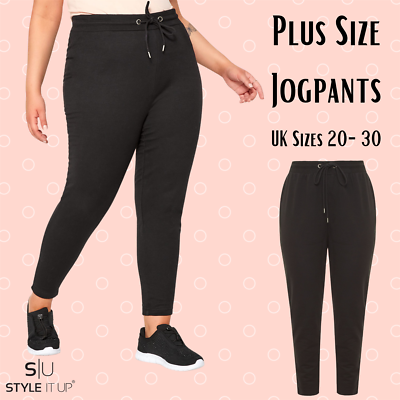 Womens Plus Sized Joggers Ladies Black Casual Sweatpants Baggy Cuffed  Bottoms