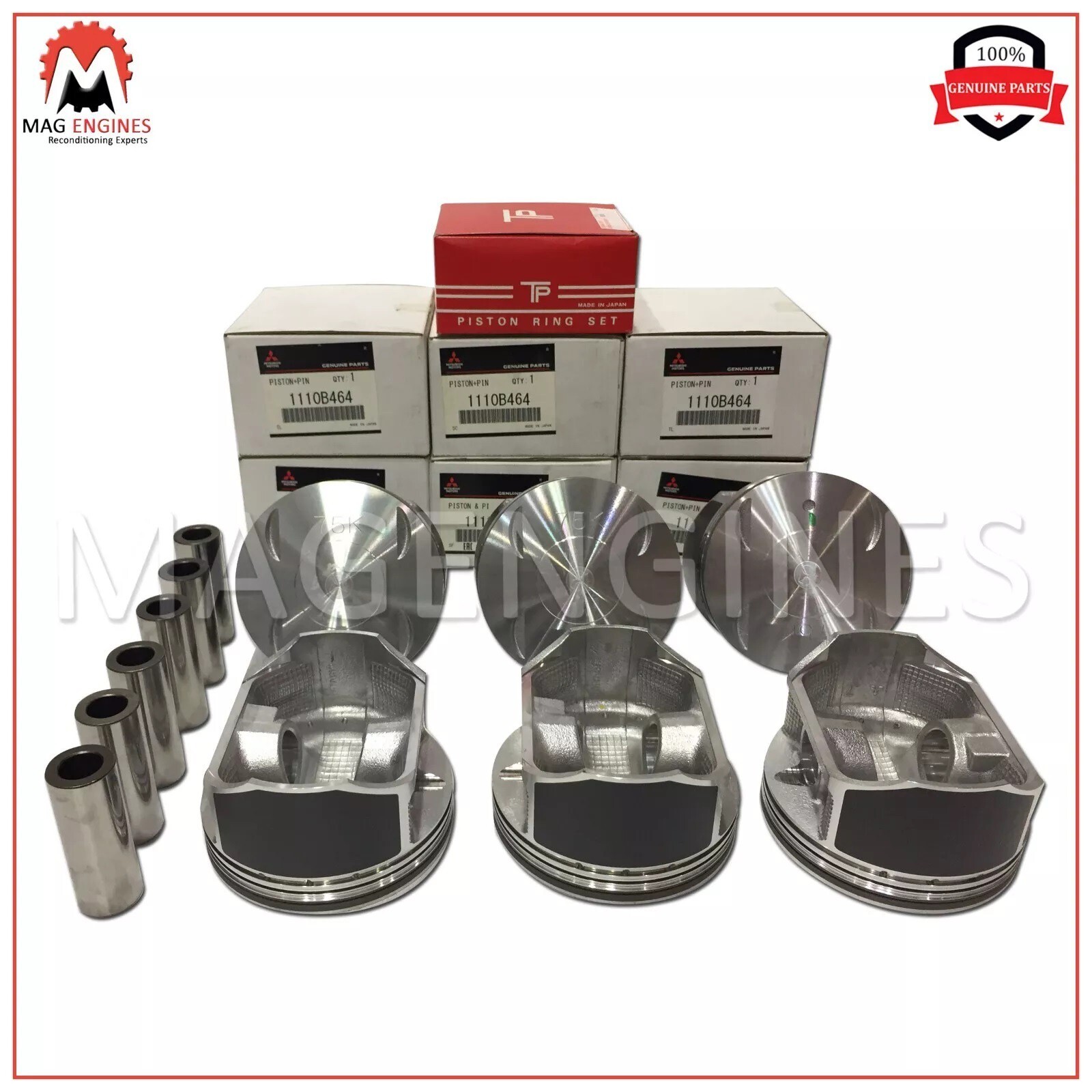 1110B464 GENUINE 0.50 PISTONS & RING SET MITSUBISHI 6G75 FOR