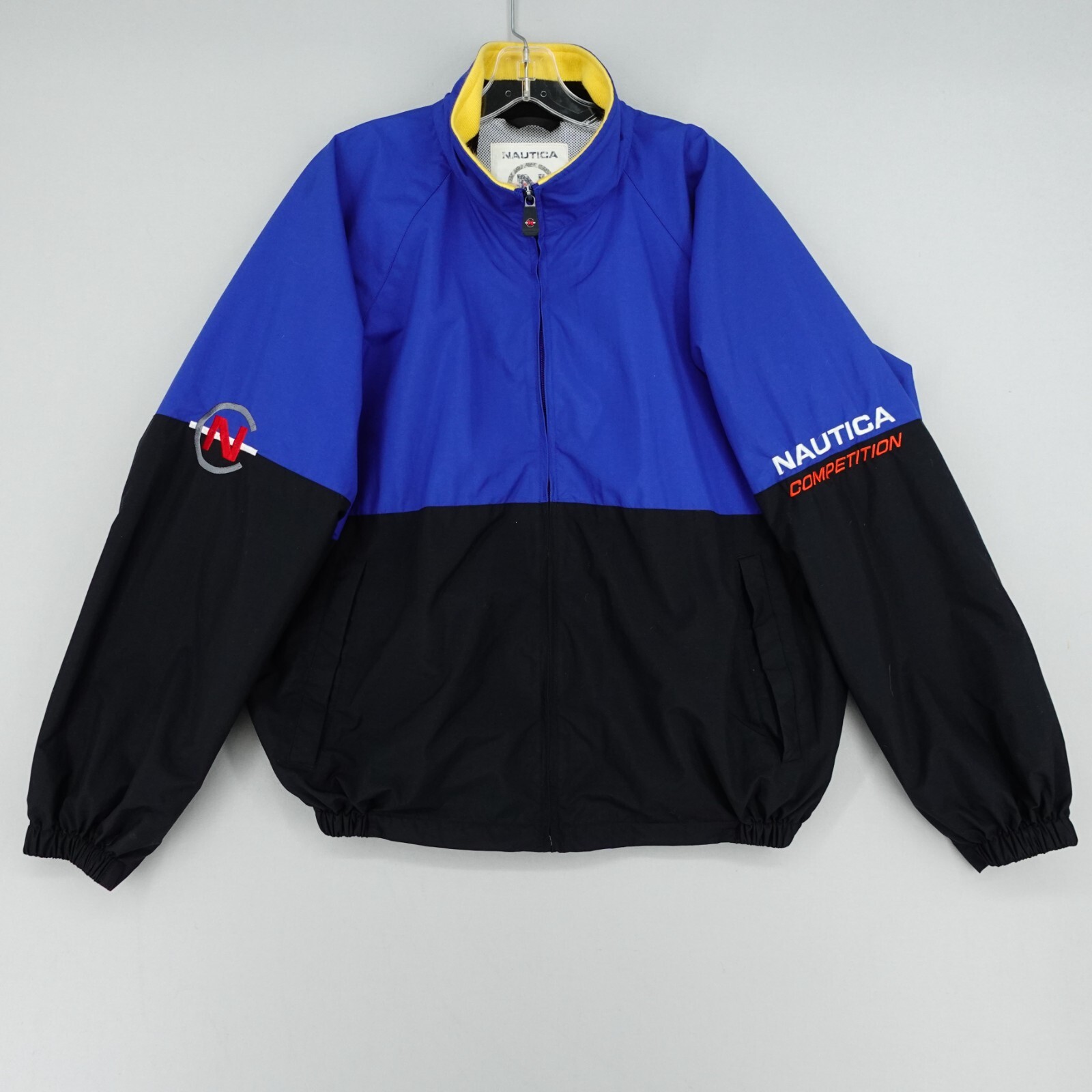 Vintage Nautica Competition Windbreaker Lined Jacket Mens Large Blue Black 90s