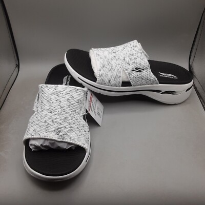Skechers Go Walk Arch Fit Sweet Bliss Sandals Women's 7M Grey Pink Multi Slide