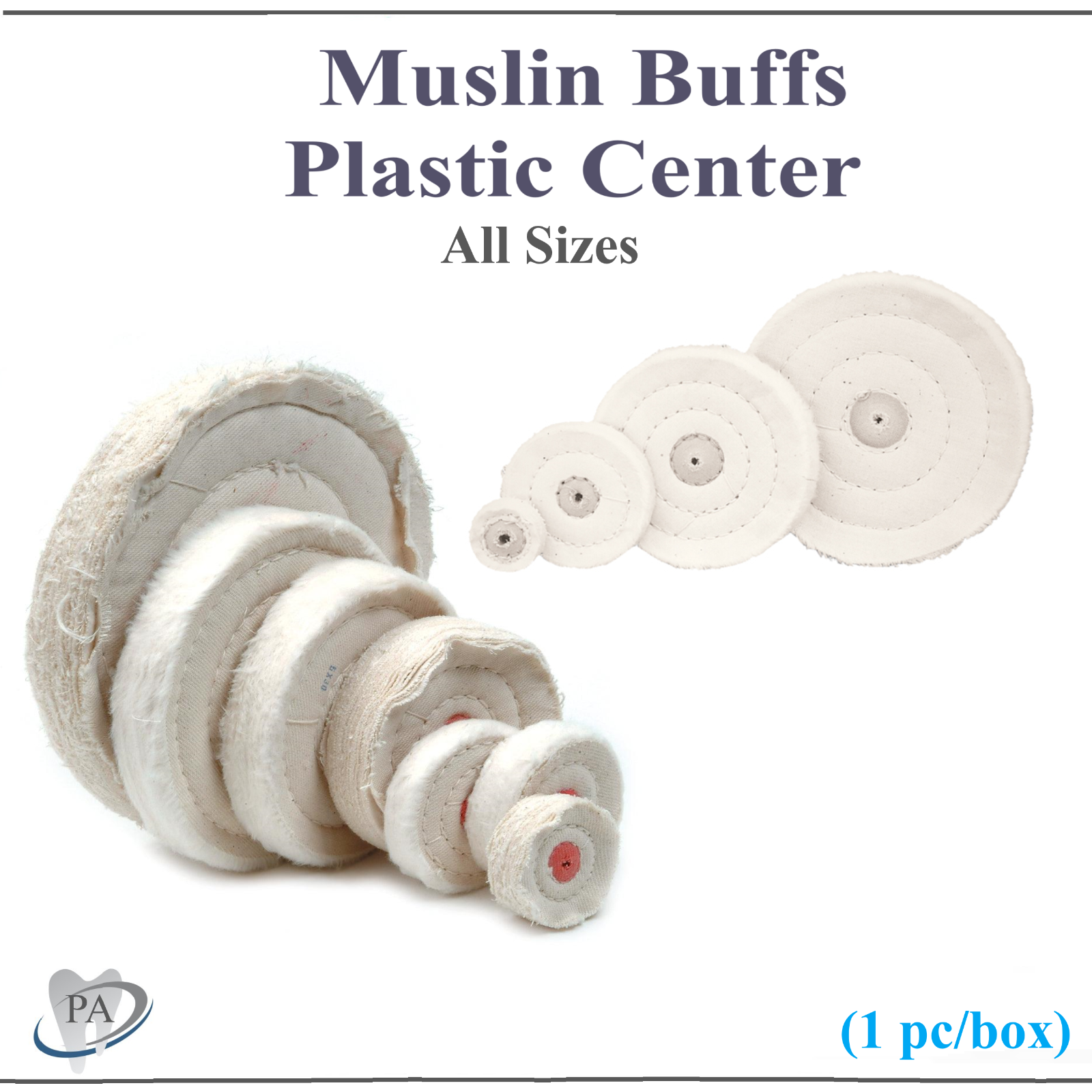 Dental Lab WHITE MUSLIN BUFF POLISHING BUFFING WHEEL 4" x 30 Ply 6" x 40 Ply 5Pk