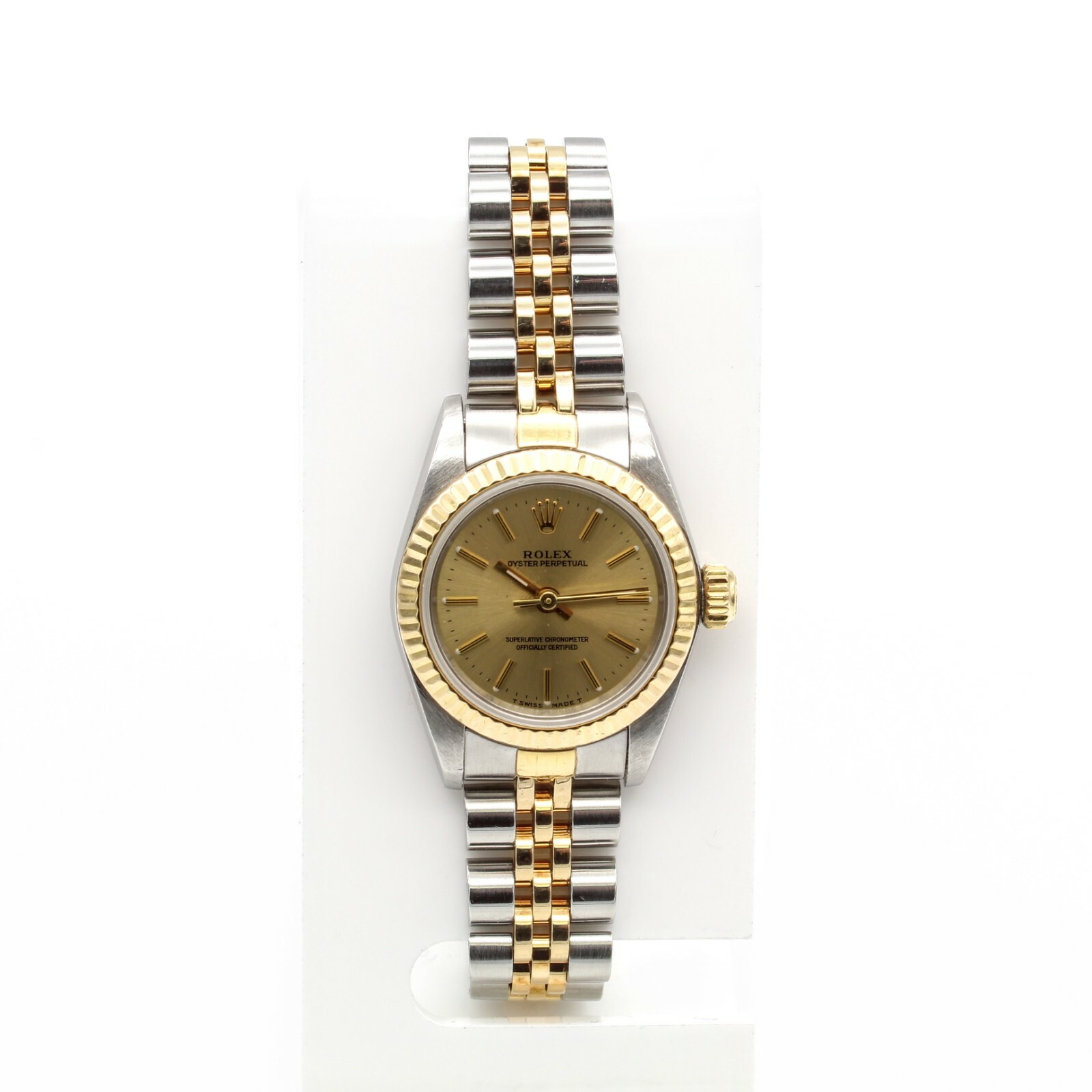 ROLEX OYSTER PERPETUAL JUBILEE 67193 WOMEN WRISTWATCH 18K GOLD STAINLESS W283-6