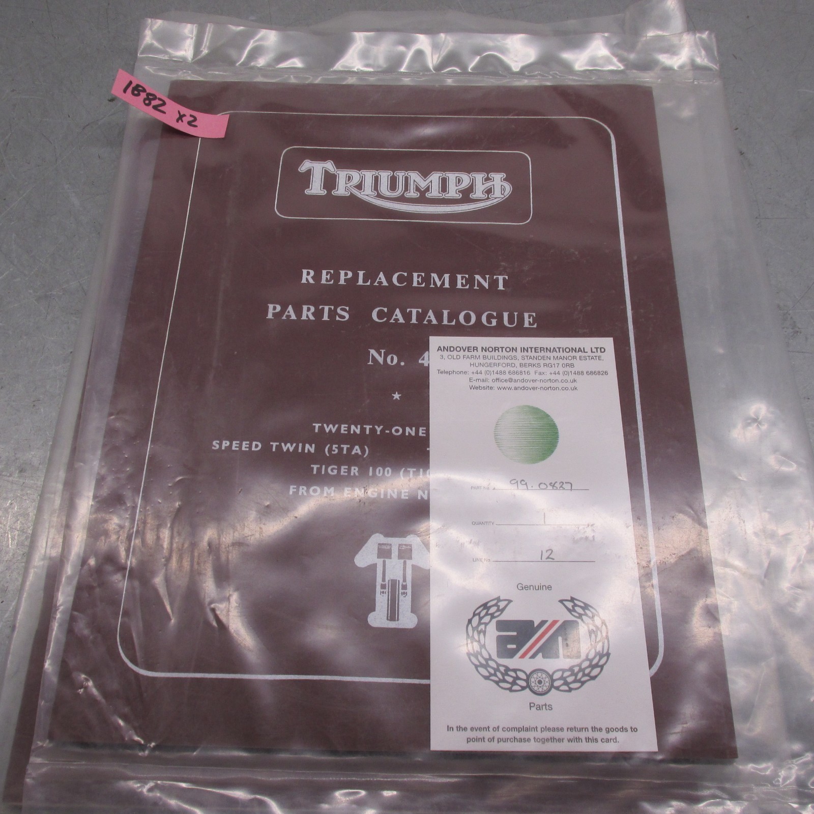 Triumph 3TA 5TA T100 T100A Speed Twin Tiger Spares List