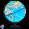 Amylove 13'' Illuminated World Globe for Adults 720°/360° Rotation Rewritable Light Up Globe with Stand World Map for Interactive Learning Light with Base Lamp LED Decor(Wood,Classic)