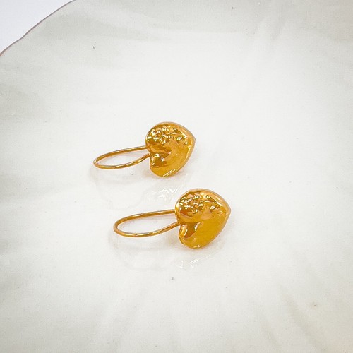 Antique 14k Rose Gold Repoussé Flower Heart Design Dangle Hook Earrings - Picture 4 of 10