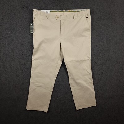 MEYER Trousers Mens W42 L28 Beige Oslo Chinos Straight Cotton Blend Stretch NEW