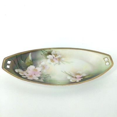 Antique Reinhold Schlegelmilch Tillowitz Tray Trinket Celery Dish Gold Rim 9.5''