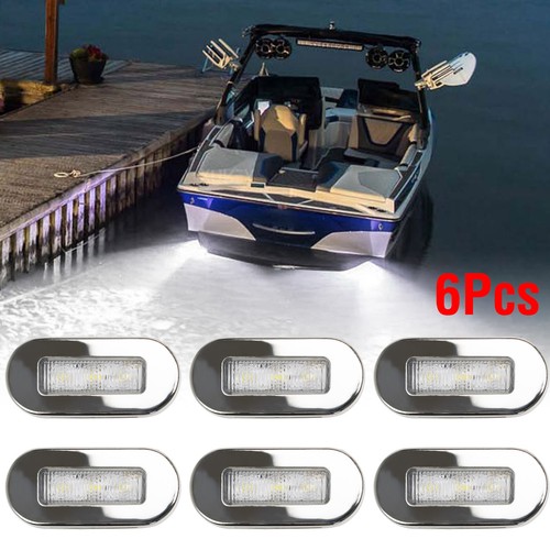 6x 12V Cold White Submersible Tail Lamp Boat Navigation Light Bar Pontoon Kayak