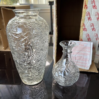 Princess House Fantasia #556 Set of 2 Crystal Vases NIB