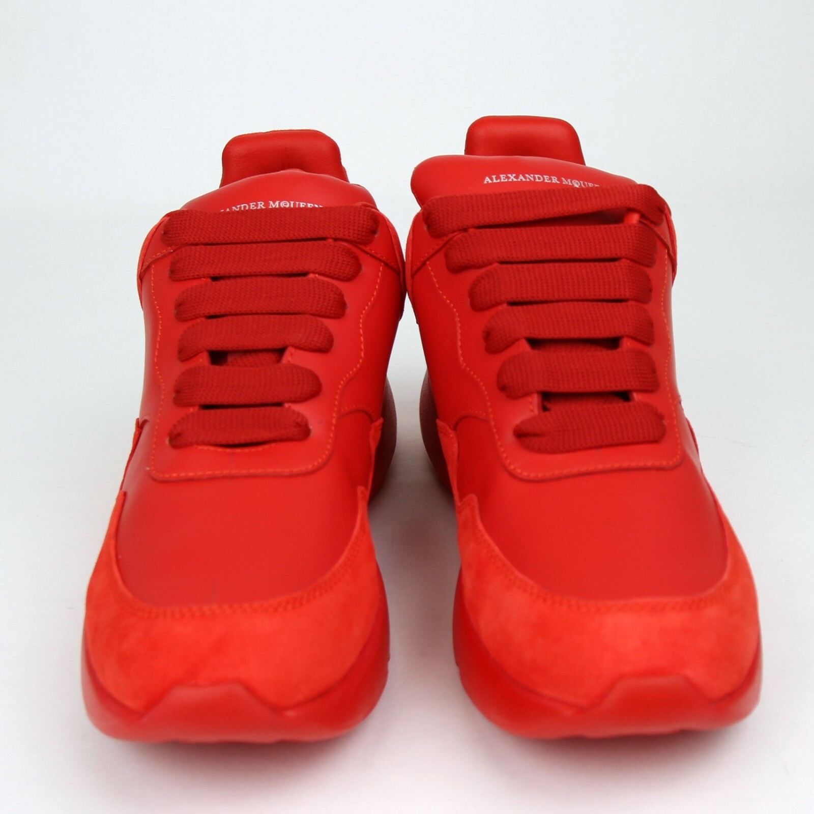 Pre-owned Alexander Mcqueen $590  Women's Red Leather/suede Runner Sneaker 508291 6409