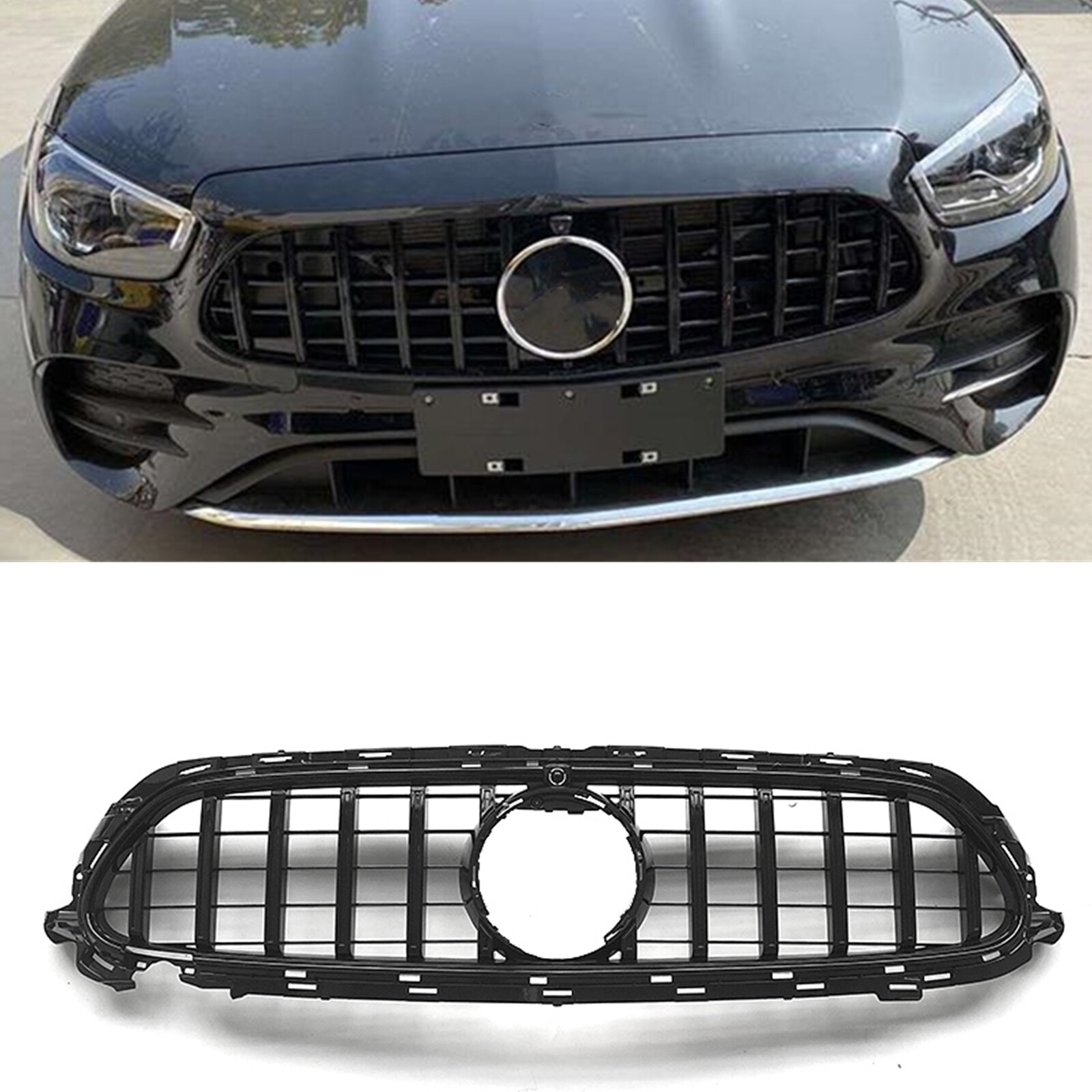Car Front Grill Grille Black For 2021-2023 Mercedes Benz E Class