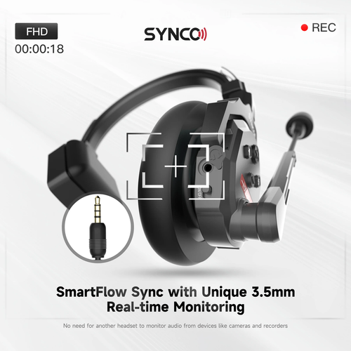 SYNCO Xtalk X2 350m/1148ft Wireless Headset Intercom System 2.4GHz Full Duplex