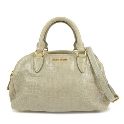MIU MIU Logo Embossed Leather 2Way Bag Hand Bag Shoulder Bag