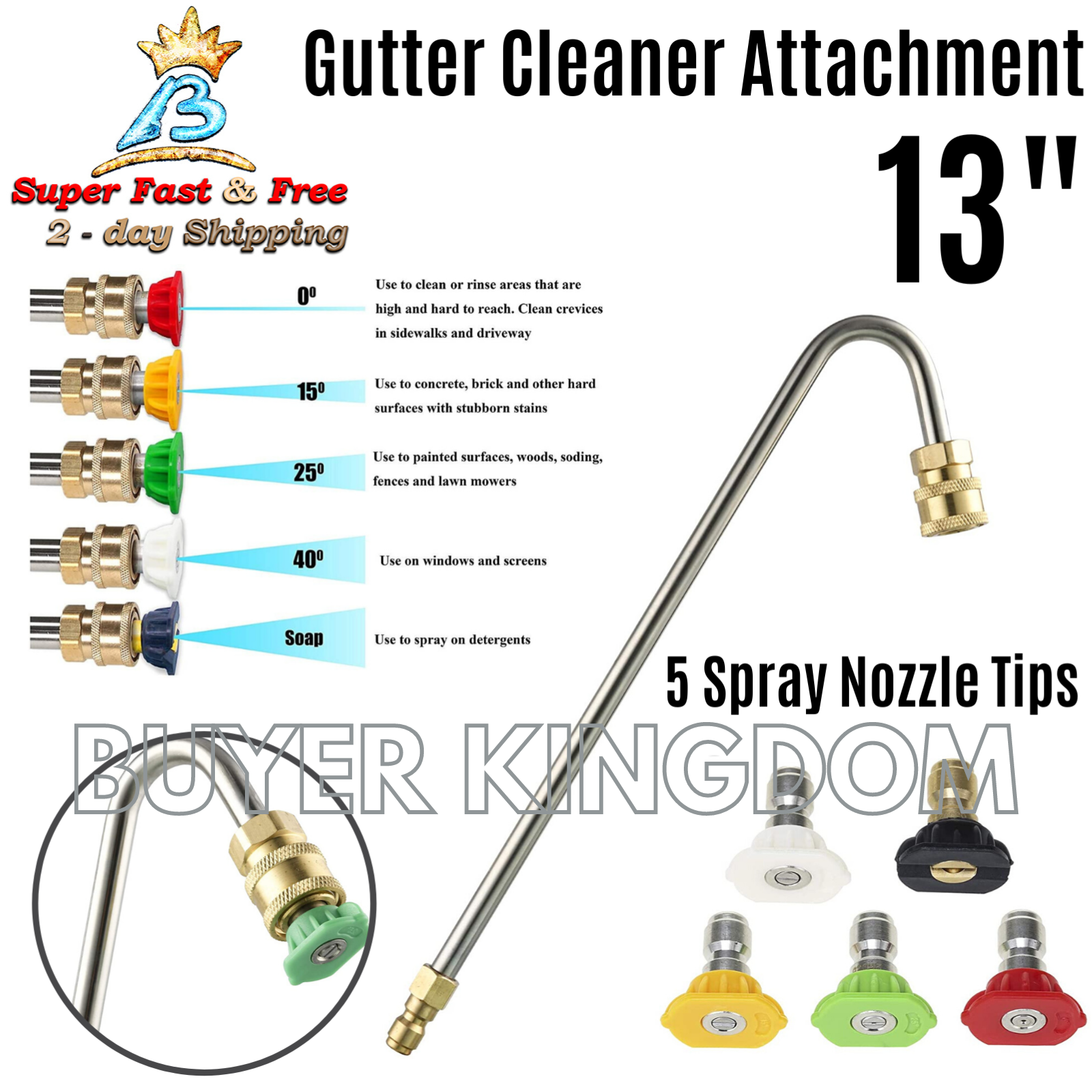 Pressure Washer Gutter Cleaner Attachment Extension Wand Angled