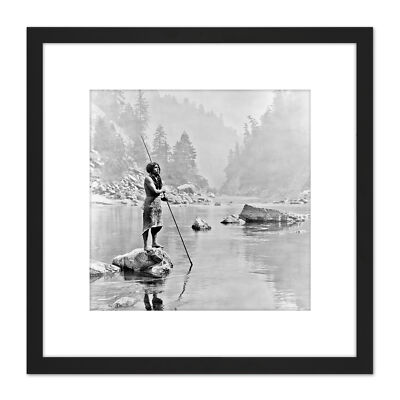 Curtis Native American Hupa Smoky Day Sugar Bowl Photo Square Framed Art 8X8 In