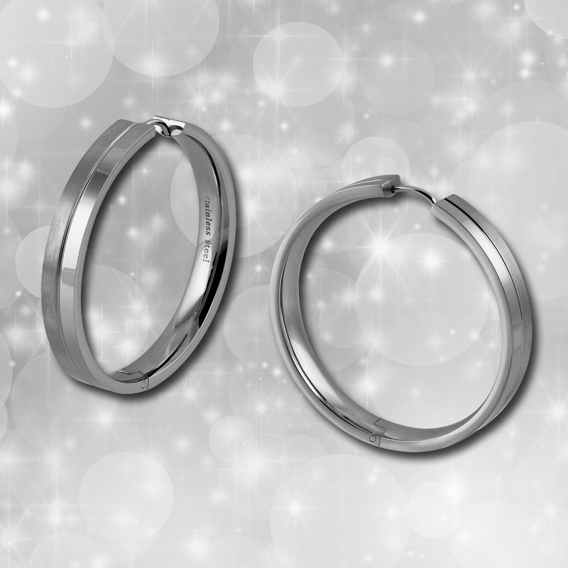 Damen Ohrringe Edelstahl Creolen Silber 40mm Amello Esos814