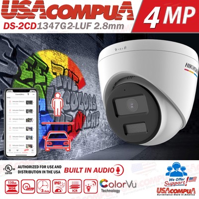US Hikvision 32CH 32MP IP Security Camera System DS-2CD1347G2-LUF W/Audio Lot