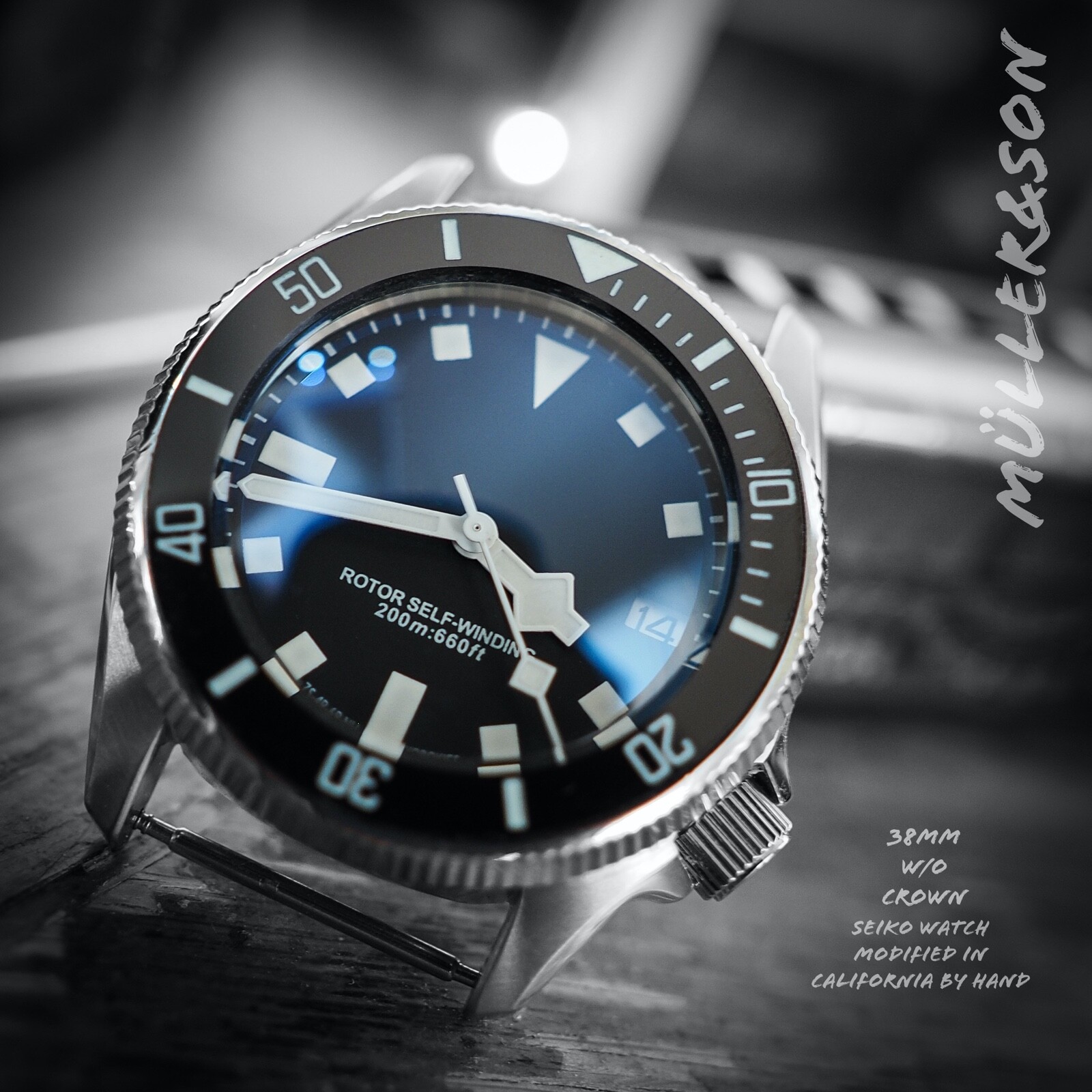 Pre-owned Seiko Müller&son Watch Black [pelagos Megamod] Made From  Skx013 + Rubber Strap