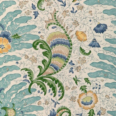 BRUNSCHWIG & FILS LA MENAGERIE TROPICAL FERN FLORAL PRINT FABRIC 10 YARDS AQUA