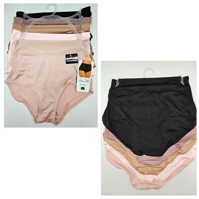 RENE ROFE 5 Pack Women M L XL No Muffin Top Micro Brief Panties Black Pink Beige