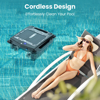 Automatic Robotic Pool Skimmer Cleaner Cordless Solar/Rechargeable Dual Mode