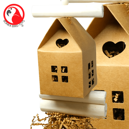 Bonka Bird Toys 2610 Sola Log Cabin Natural Chew Forage Parrot Cage Toy Conure