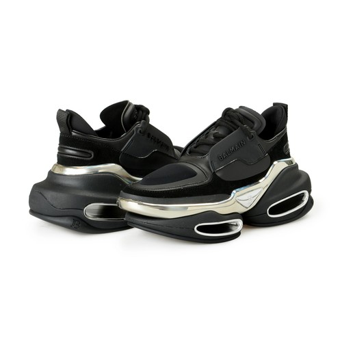 BALMAIN BALMAIN WOMEN'S "B BOLD" CANVAS & LEATHER ATHLETIC SNEAKERS SHOES US 8 EUR 38