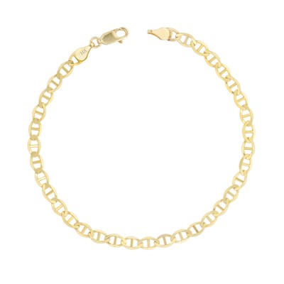 Pre-owned Nuragold 14k Yellow Gold Solid 5mm Womens Mariner Anchor Flat Link Chain Bracelet 7"