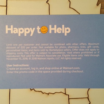 Walmart .com 10% off Coupon  Expires Nov 15, 2018  E-delivery