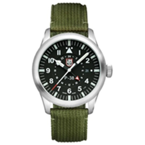 38explore lumico （OD） Luminox Men's Watch P–38 Lightning Quartz Black Dial Green