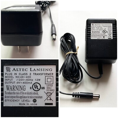 ALTEC LANSING Plug In Class 2 TRANSFORMER Model A9-400
