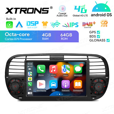 7'' 8-Core CarPlay Android 13 Car GPS Stereo Radio 4G LTE WiFi 64GB For Fiat 500