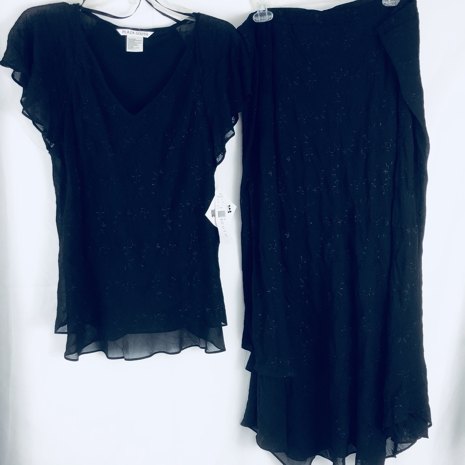 Plaza South Ladies Dress Outfit 2-PC size 12 Full Length Skirt Top Lined Black