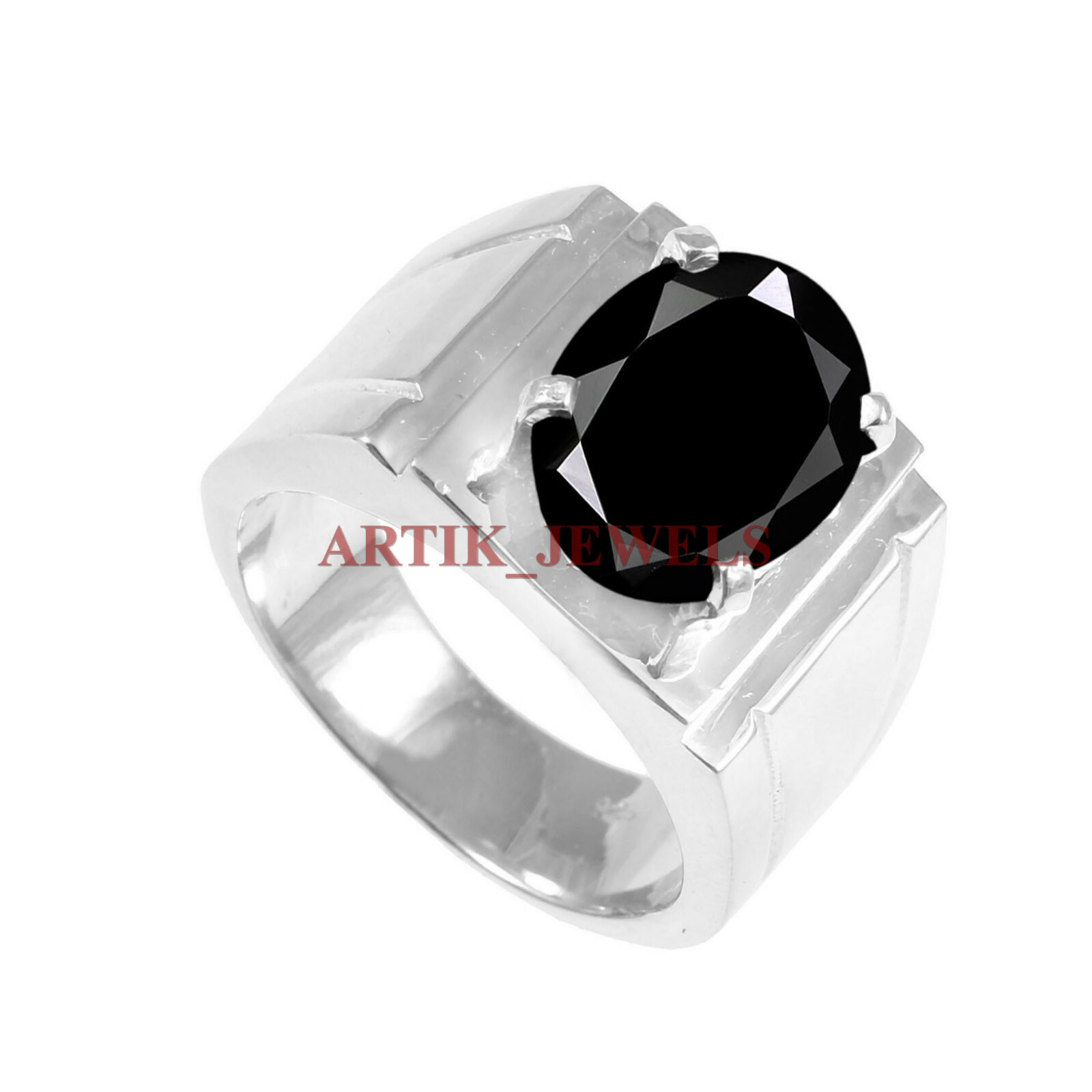Natural Black Onyx Gemstone with 925 Sterling Silver Ring