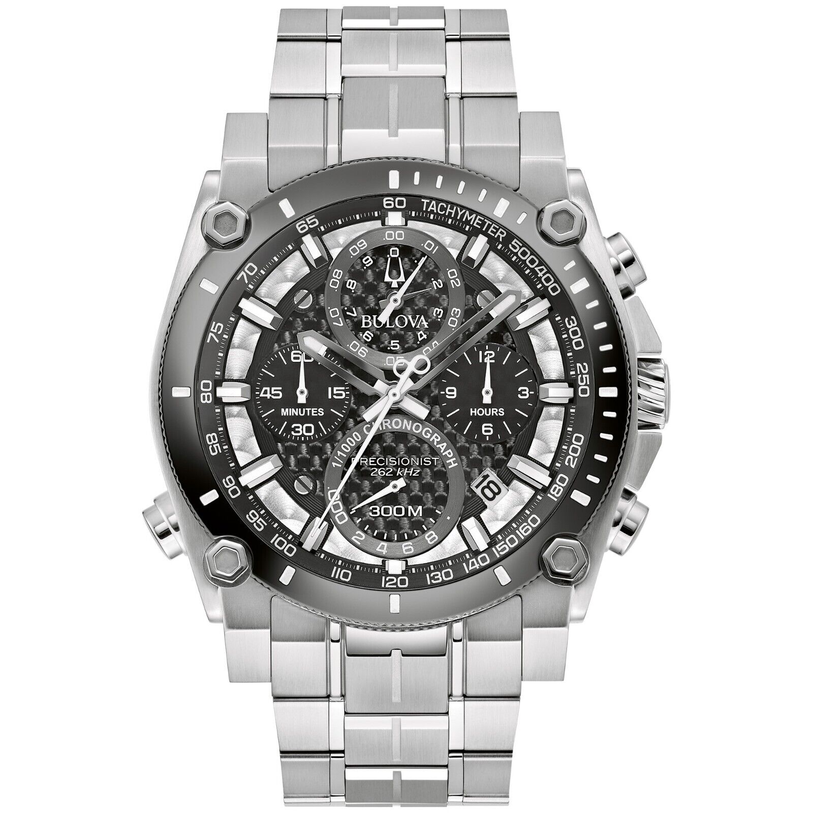 Bulova Men's Chronograph Calendar Precisionist Quartz Silver Bulova Men's Chronograph Calendar Precisionist Quartz Silver