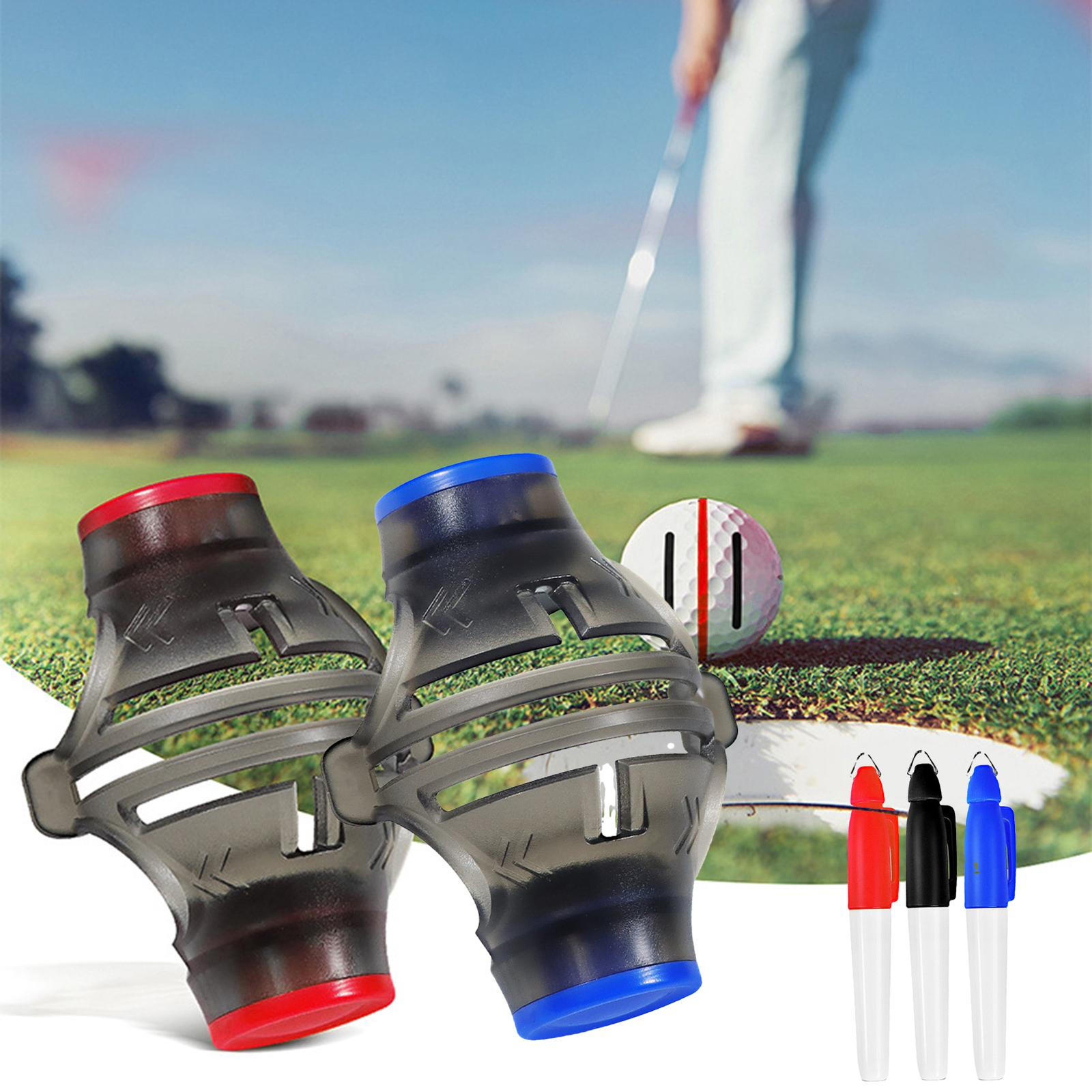 3-Line Golf Handy Ball Marker High Precision Golf Ball Stencil 360-Degree Triple