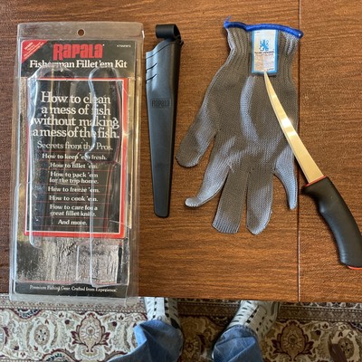 Rapala Fisherman Fillet Kit, Knife, Sheath, Glove, And Book. Open Box. ￼6 In.