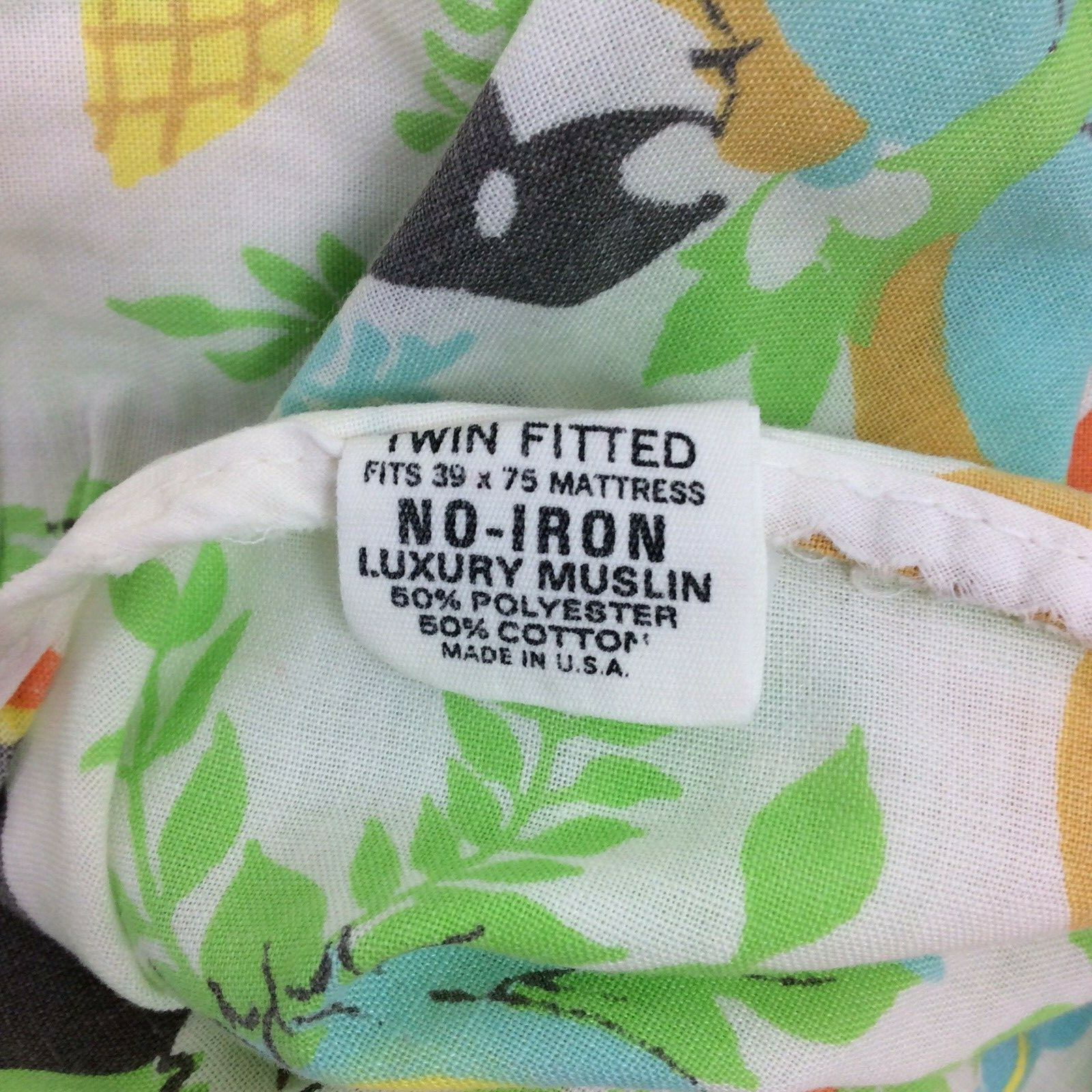 Vintage Smokey The Bear and Friend Fitted Twin Sheet 39 x 75 Mattress Fieldcrest