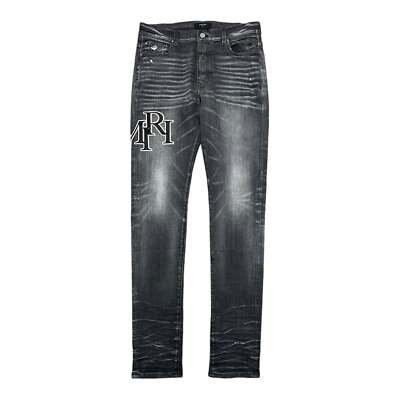 Amiri Staggered Logo Jeans Storm Grey | eBay