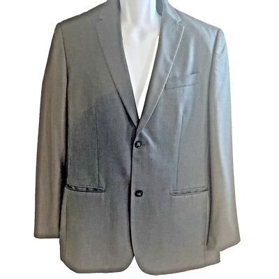 Perry Ellis Suit Jacket 44R Blazer Gray 2 button Double Vent Business Formal