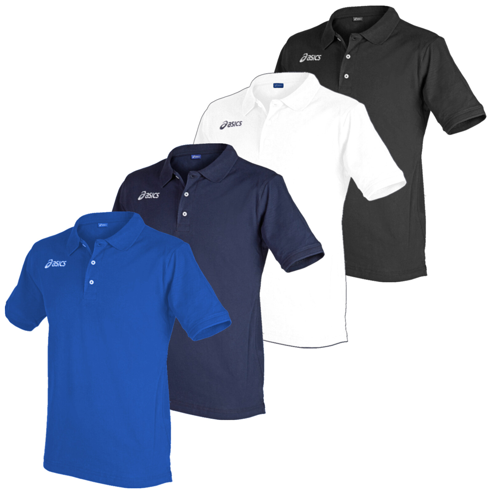 asics Herren Poloshirt Kragen kurzarm Knopfleiste Freizeit Sport Hemd Shirt