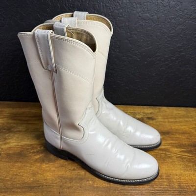 Diamond J 3713 White Leather Western Cowboy Boots Womens Size 5.5 B