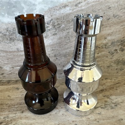 Set Of 2 , 6in Rook Vintage Avon Glass Bottle Chess Pieces