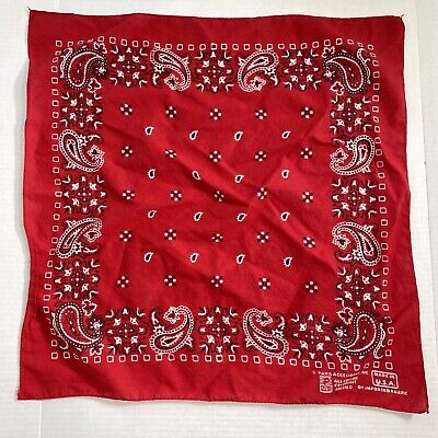 Paris Accessories Vintage Bandana Handkerchief Paisley Floral Red Made in USA