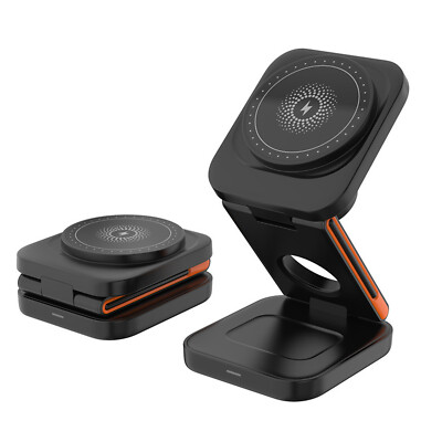 3 In 1 Magnetic Wireless Charger Station Dock For Apple Watch iPhone 15 14 13 12
